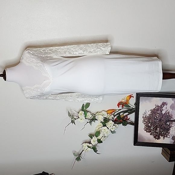 NEW White Windsor Lace Dress Bridal Evening Elegant Classic Demure Vintage Vibe - Picture 1 of 15